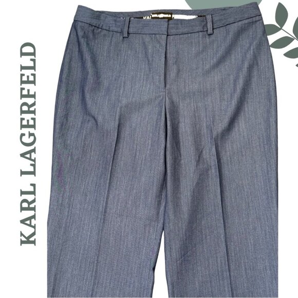 Karl Lagerfeld Paris Wide-Leg Dress Pants – Blue Chambray, Size 16 - Picture 3 of 6